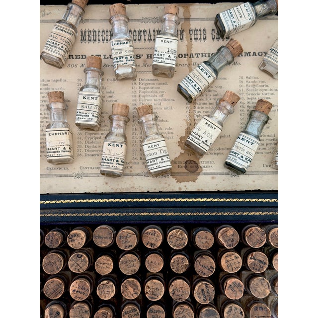 Antique English Homeopathic Medicine Case With 120 Glass Vials, C. 1890 For Sale - Image 10 of 11