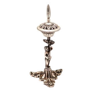 Silver Toothpick Holder with Floral Reliefs For Sale