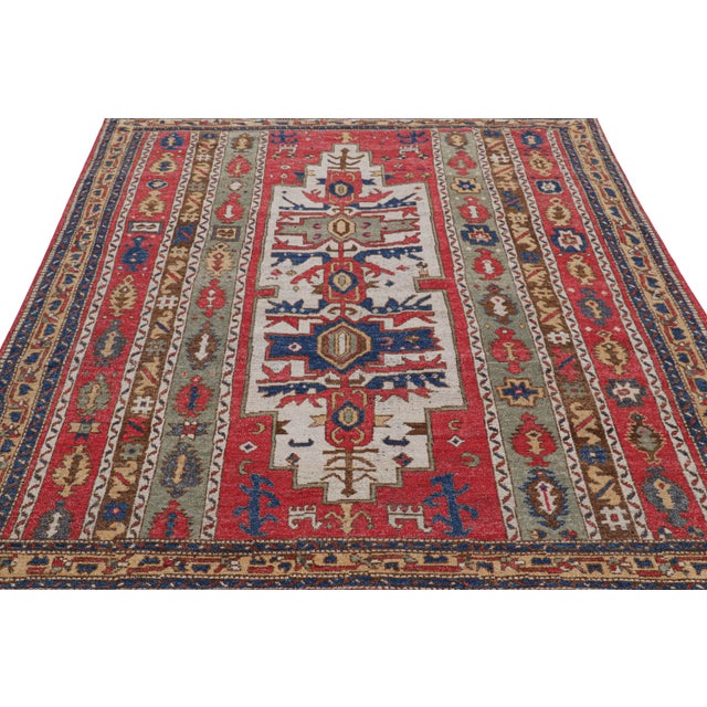 Rug & Kilim Rug & Kilim’s Tribal Style Square Rug in Red With Geometric Patterns For Sale - Image 4 of 7