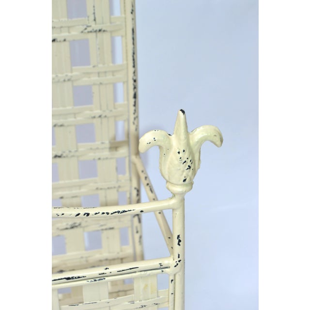 Champagne 1970s Wrought Iron & Handwoven Iron Magazine Stand Champagne Shabby Chic Finish For Sale - Image 8 of 13