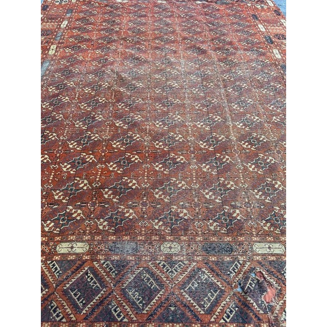 Pretty large early 20th century Turkish Sparta rug with beautiful geometrical and tribal design of Bokhara rugs and nice...