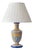 Vintage Talavera Pottery Table Lamp in Spanish Majolica with New Silk Lampshade For Sale