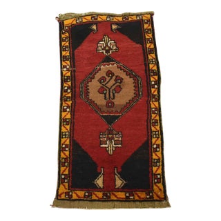 Malatya Rug 1’8” X 3’3” Red Wool Vintage Tribal Hand-Knotted Oriental Carpet For Sale