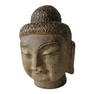 Hand Carved Stone Buddha Head For Sale