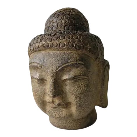 Hand Carved Stone Buddha Head For Sale