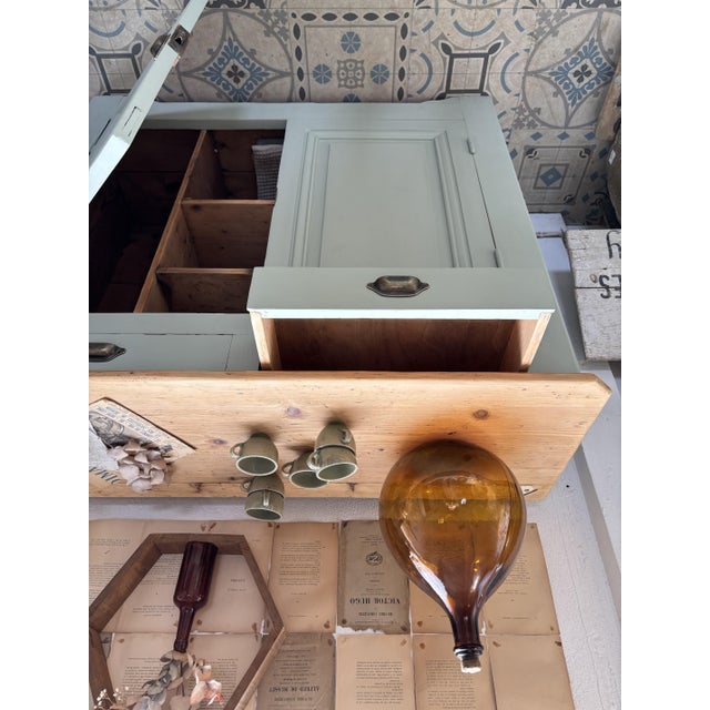 Aqua Parisian Buffet in Verdigris Green, 1930s For Sale - Image 8 of 9