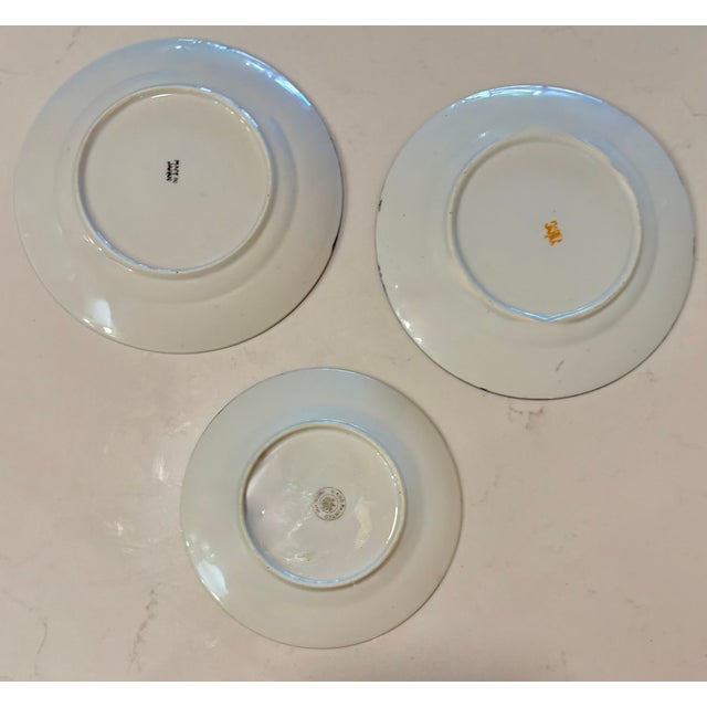 1920’s Chinoiserie Peach and Blue Lusterware Plates-Set of 12 For Sale - Image 4 of 9