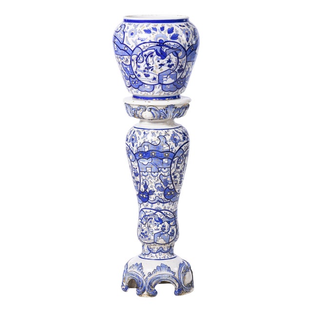 Portuguese Cachepot with Faience Column, 19th Century For Sale