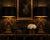 Late 20th Century Pair of Gilded Fleur-De-Lis Table Lamps With Black & Gold Drum Shades For Sale - Image 4 of 6