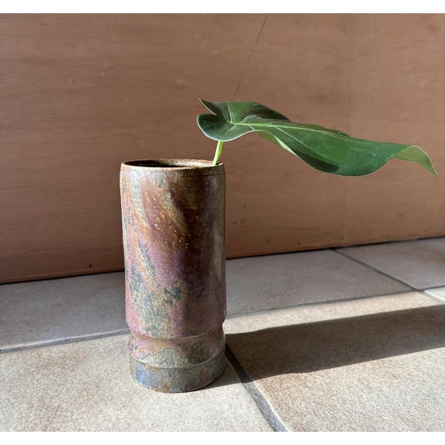 Cylindric Studio Ceramic Art Vase from Elmar & Elke Kubicek, Germany, 1960s For Sale - Image 11 of 14