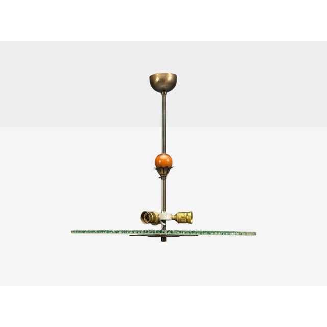 Swedish Modern, Pendant Light, Raw Glass, Wood, Sweden, 1940s For Sale - Image 4 of 10