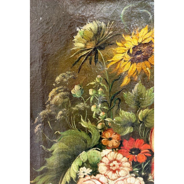 Antique Dutch Floral Still Life Signed “A. van Sijnkens”, 19th C or Older For Sale - Image 12 of 13