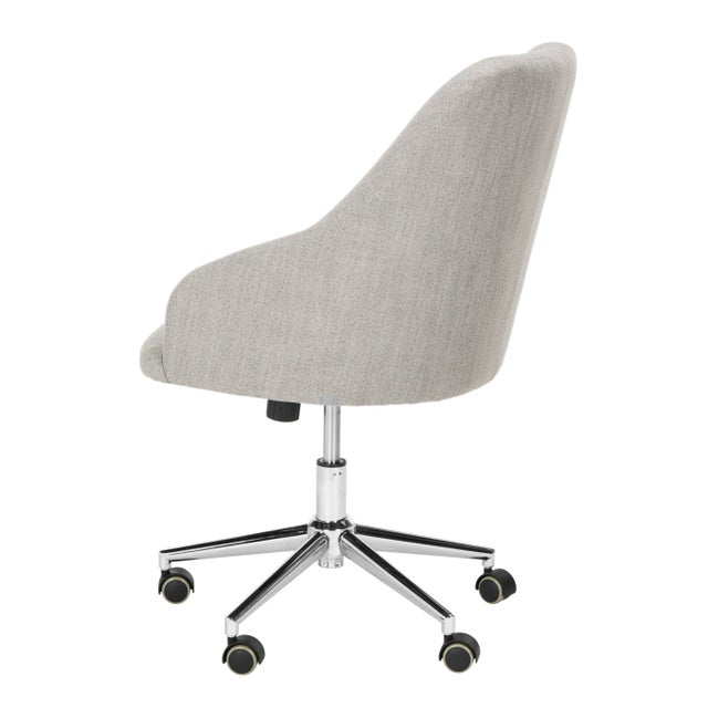 Adrianna Tufted Linen Chrome Leg Swivel Office Chair in Grey & Chrome For Sale - Image 4 of 8