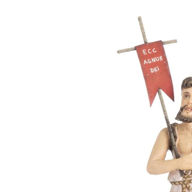 Sacred Art - Saint John the Baptist - 19th Century. Portuguese sculpture, 19th/20th century, in polychrome wood. The...