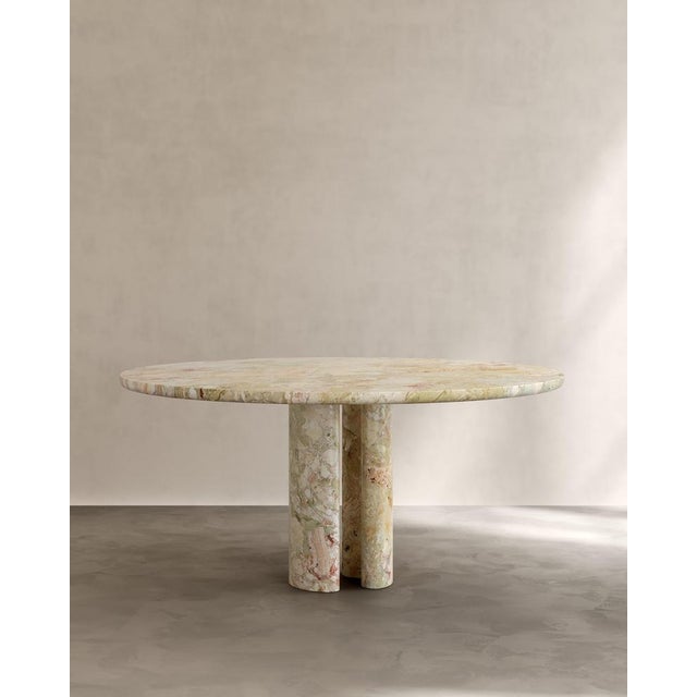 Roman dining table iii in verde breccia marble by paloma editions dimensions: d 160 x w 160 x h 75 cm. Materials: breccia...