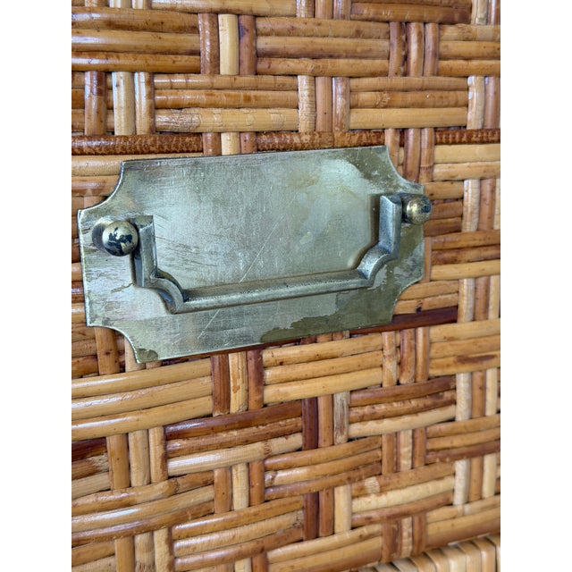 Bielecky Brothers Late 20th Century Refinished Rattan Wrapped Campaign Chest Manner of Bielecky Brothers For Sale - Image 4 of 12