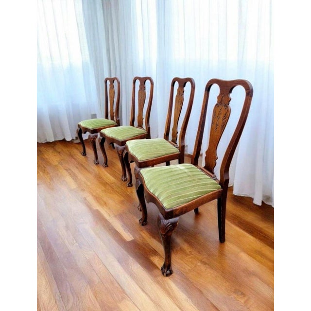 Antique English Carved Mahogany Dining Chairs, 1880s, Set of 4 For Sale - Image 3 of 13