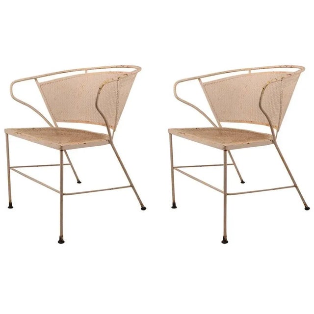 Metal Mesh Garden Chairs Attributed to Woodard - a Pair For Sale In New York - Image 6 of 6