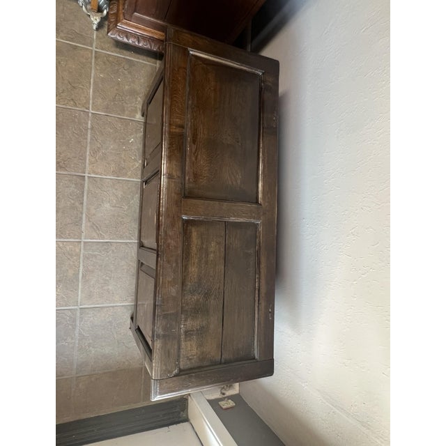 Antique French Oak Inlaid Blanket Trunk With Heart & Dove Motifs For Sale - Image 4 of 9