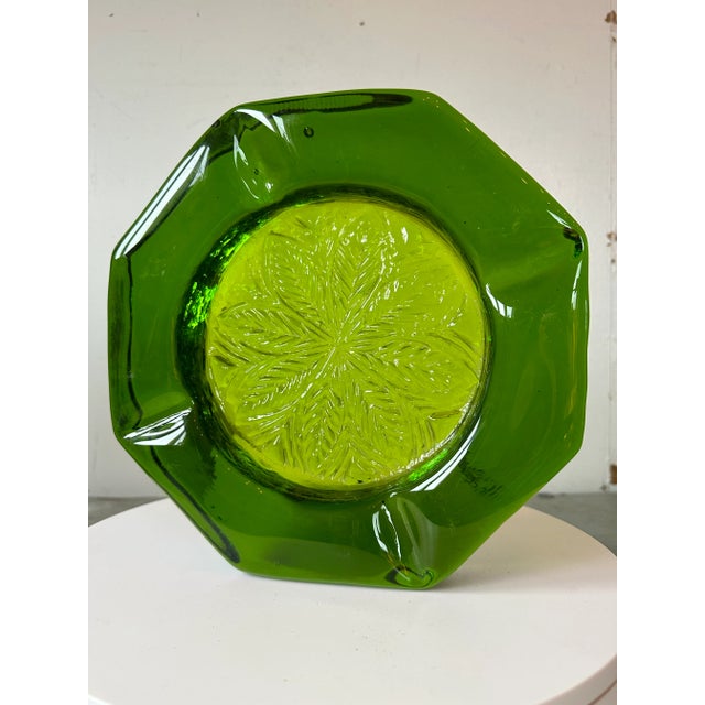 Mid-Century Modern 9" Emerald Green Blenko Glass Party Cigar Ashtray or Catchall For Sale - Image 11 of 11
