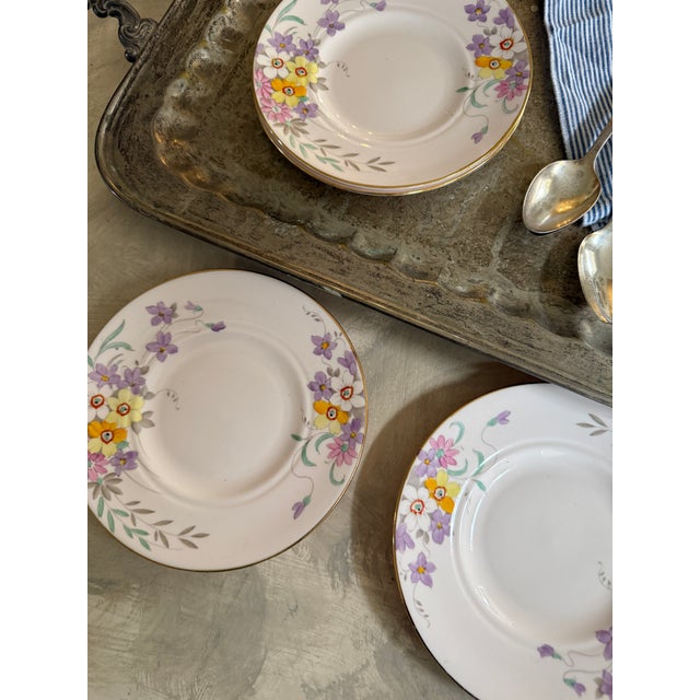 Vintage Tuscan China Made in England Floral Dessert Plates - Set of 5 For Sale - Image 9 of 12
