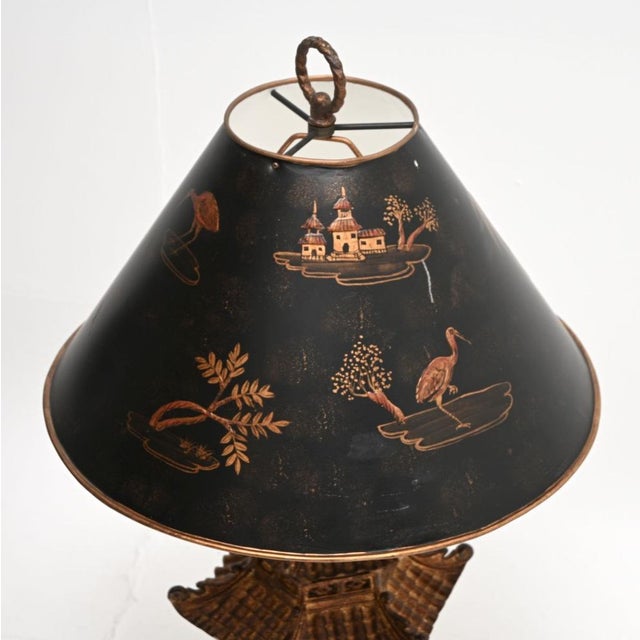 1970s Antique Chinoiserie Oriental Lacquered Table Lamps, 1970s, Set of 2 For Sale - Image 5 of 14