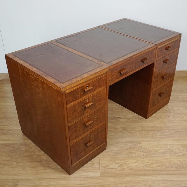 Wood Art Deco Flame Mahogany Desk from Heals of London, 1930s For Sale - Image 7 of 16