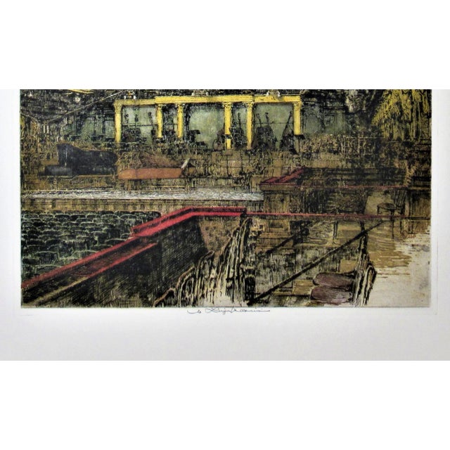 Early 20th Century Luigi Kasimir, Vienna Concert Hall, Austria, large color etching, Circa 1930 For Sale - Image 5 of 6