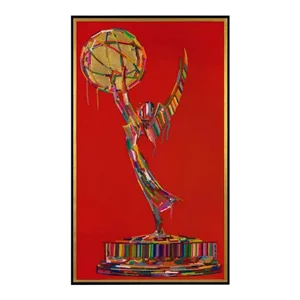 Pop Art Melted Crayon Emmy Award on Red Background