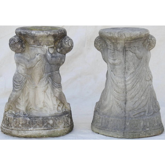 Pair of Cast Concrete Cherub Pedestals For Sale In Nashville - Image 6 of 13