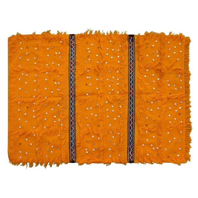 Late 20th Century Moroccan Handira W/ Orange & Stripes For Sale - Image 4 of 4