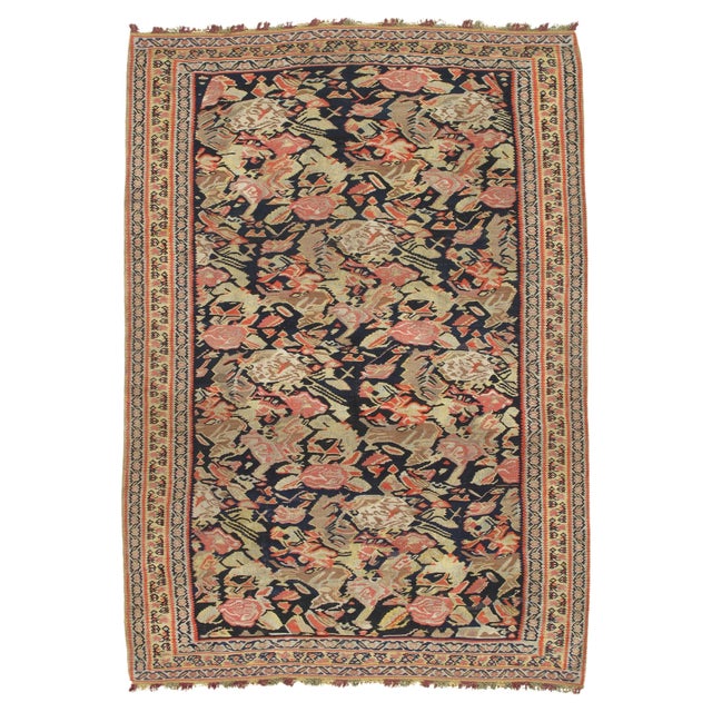Persian Senneh Rug c.1900, Fine Wool Pile on Silk Foundation Multi-Color Allover For Sale - Image 12 of 18