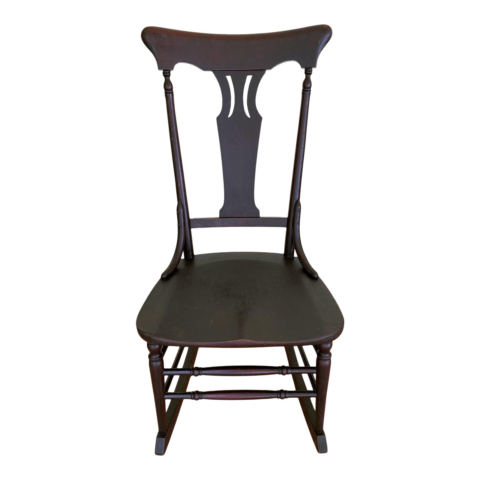 Early 20th Century Vintage Armless Nursing Rocking Chair by J S Ford