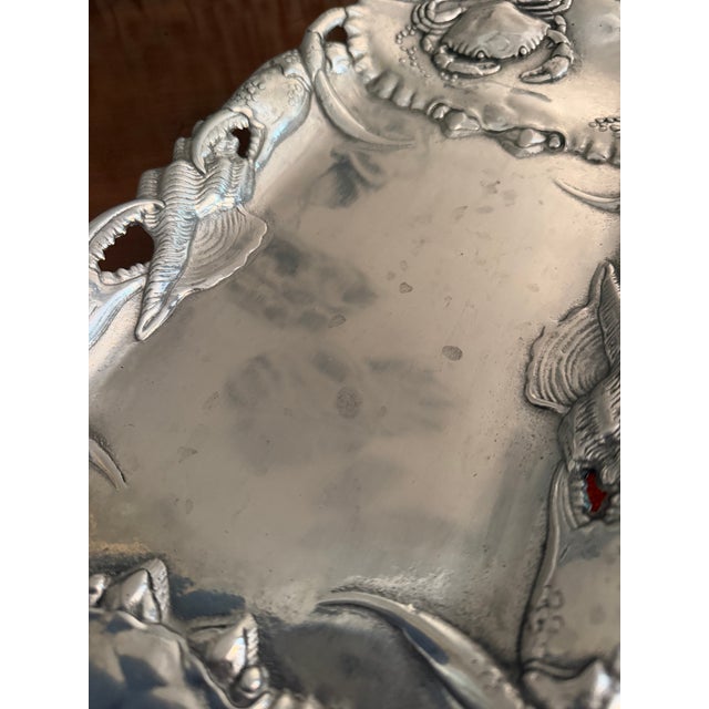 Coastal 1991 Arthur Court Coastal Crab Cast Aluminum Rectangular Serving Tray For Sale - Image 3 of 10