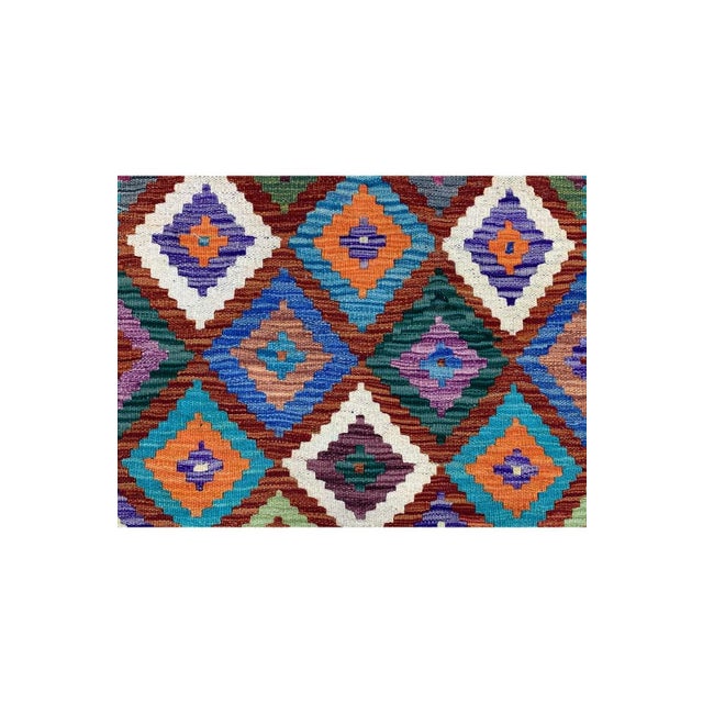 New Afghan Chobi Hand Woven Veg Dyed Wool Kilim Area Rug 4.4 X 2.9 Ft For Sale - Image 10 of 11