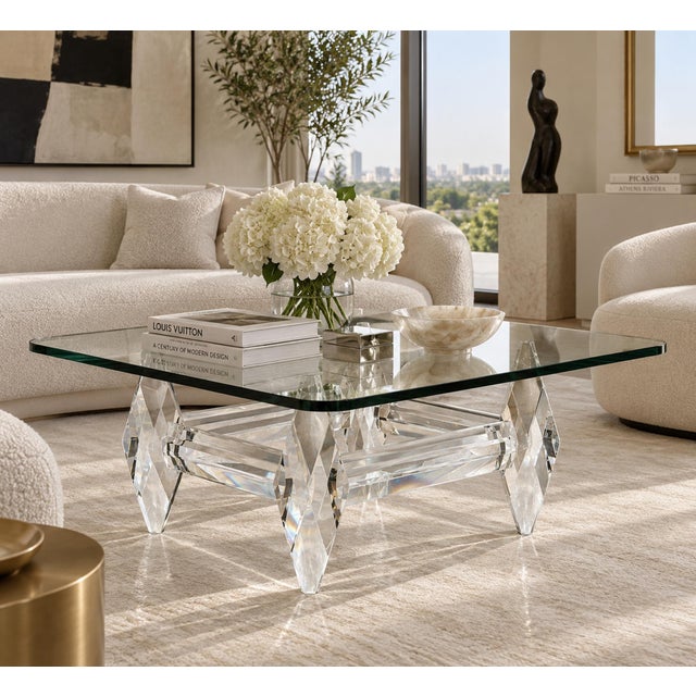 Striking “Diamante” sculptural coffee table by Mexican designer Amparo Calderon Tapia, executed in substantial solid...