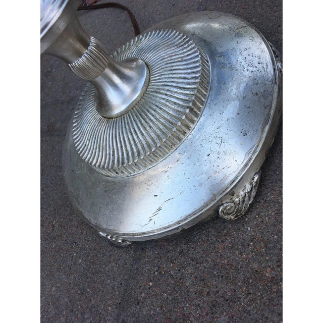 1930s Art Deco Slivered Metal Torchiere & Milk Glass Diffuser For Sale In Denver - Image 6 of 13