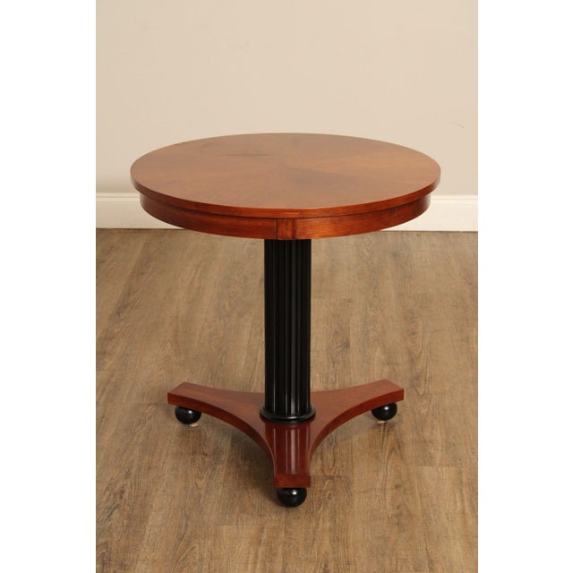 Wood Ethan Allen Medallion Collection Round Cherry Pedestal Side Table For Sale - Image 7 of 18