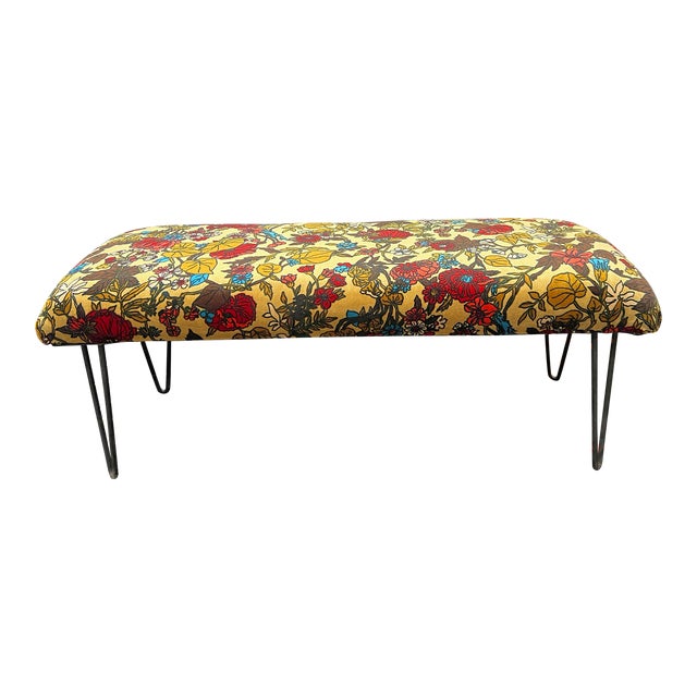 1960s Jack Lenor Larsen Style Upholstered Bench For Sale