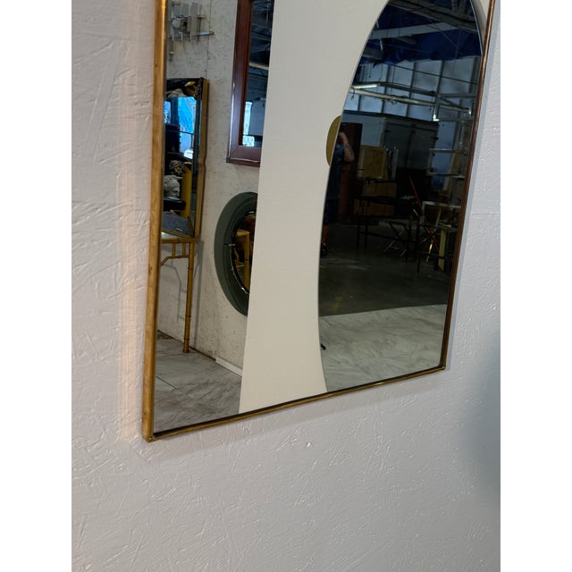 Mid-Century Italian Wall Mirror With Brass Frame, Italy 1960s For Sale - Image 4 of 6