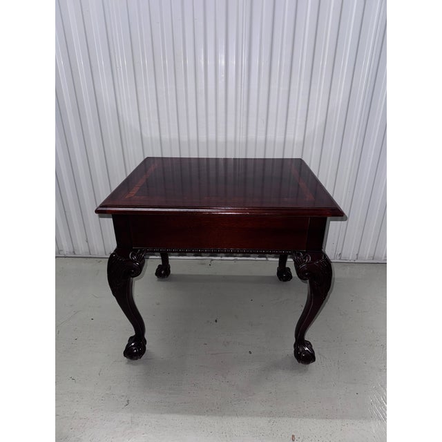 English Late 20th Century Thomasville Mahogany End Tables – Chippendale Ball & Claw – Matched Pair For Sale - Image 3 of 12