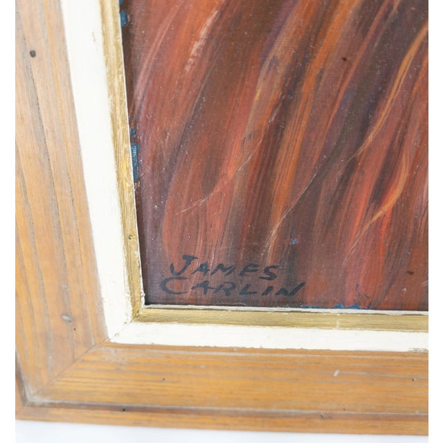 Wood American Oil Painting of Mexican Masks by James For Sale - Image 7 of 11