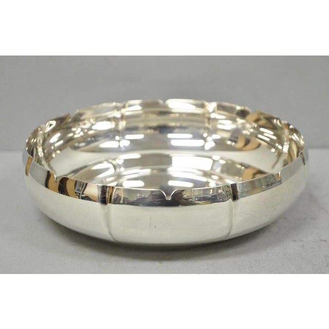 Art Deco Vintage Lundt M-85 Silver Plated Round Scalloped Serving Candy Dish Bowl For Sale - Image 3 of 10