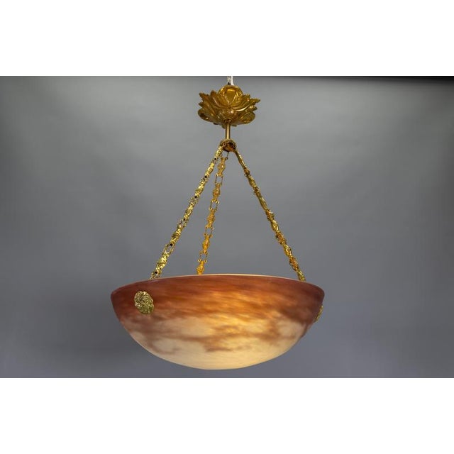 Pendant Light with White and Burgundy Glass from Muller Frères Luneville, 1920s For Sale - Image 13 of 18