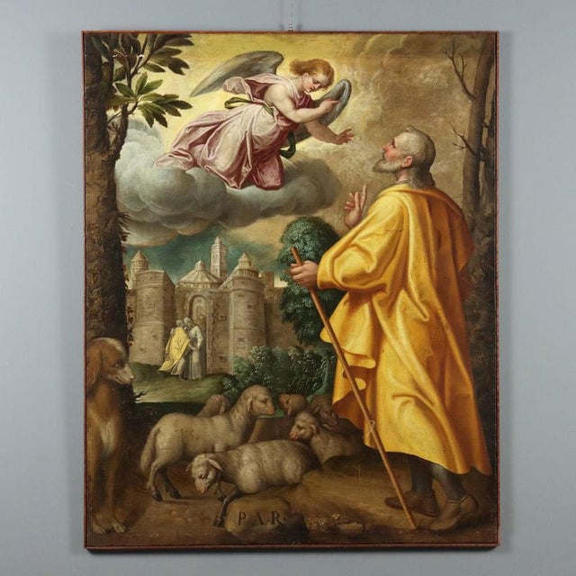 Saint Joachim and the Angel, Oil on Canvas, Late 16th Century For Sale - Image 12 of 12