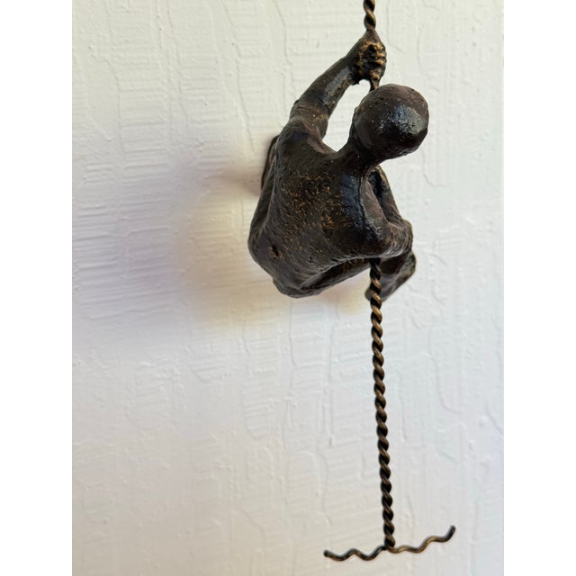Vintage Modernist Cast Metal Hanging Sculpture of a Man Climbing For Sale In Seattle - Image 6 of 12