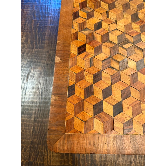 19th Century Victorian Tumbling Block Parquetry Low Occasional Table For Sale - Image 16 of 16