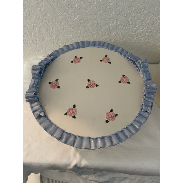 Ceramic Vintage Traditional Ceramic "Happy Birthday" Domed Pedestal Cake Plate For Sale - Image 7 of 8
