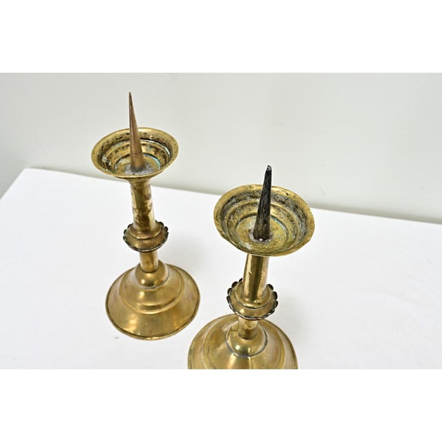 Dutch 19th Century Brass Pricket Candlesticks - A Pair For Sale In Baton Rouge - Image 6 of 7