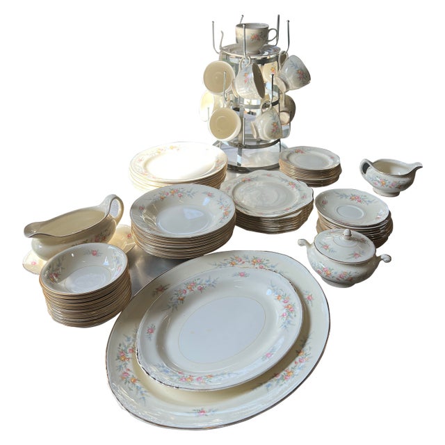 1970s Gorgeous Collection of Ceramic Eggshell Nautilus Plates and Serving Pieces- Set of 77 For Sale